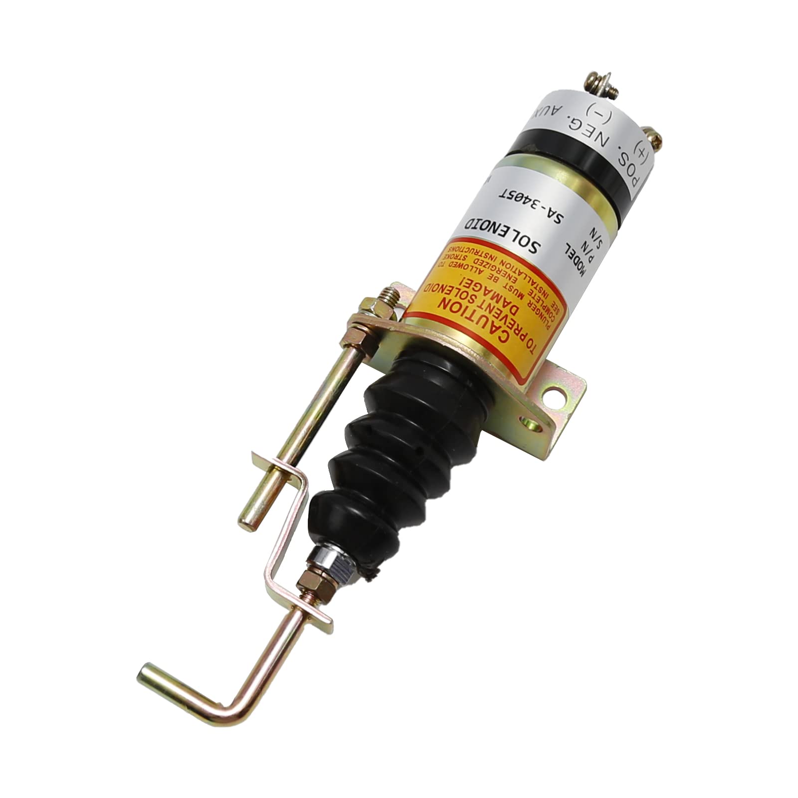 Photo 1 of 12V Fuel Shut Off Solenoid, Stop Solenoid Valve 1502-12C7U2B2S1 366-07197 SA-3405T, Replacement for Lister Petter LPWS LPWT Excavator Engine Genset With Bracket 2 Pins