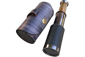 NAUTICALMART 6" Handheld Brass Telescope with Leather Case Pirate Navigation Marine Antique Telescope Collectible Nautical Decor Spyglass Gifts Rustic Vintage Home & Office Decor