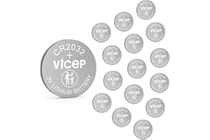 ViCep 15-Pack CR2032 Lithium Battery 240mAh 3V Coin Cell CR 2032 Batteries for Car Key Fob, Watches, Calculators, Led Lights 