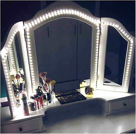 Caxmtu Led Mirror Lights Hollywood Style Makeup Table Light Dressing Vanity Light Strip Light Brightness Adjustable 240 Leds 13ft 6000k White Flexible Mirror Not Included Amazon Co Uk Kitchen Home