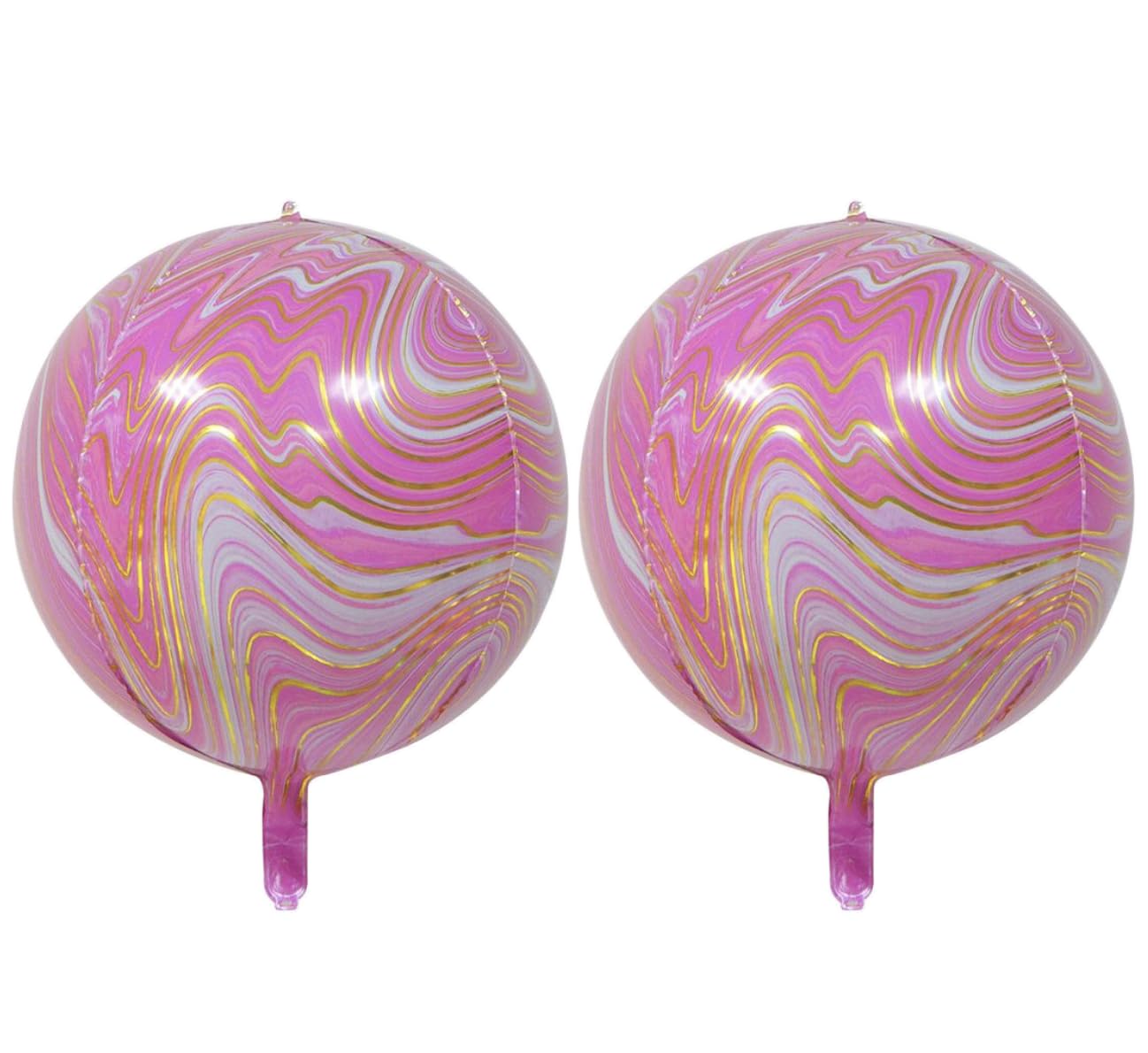 Pink Gold 4D Marble Sphere Foil Balloon, 55cm (2 pack)