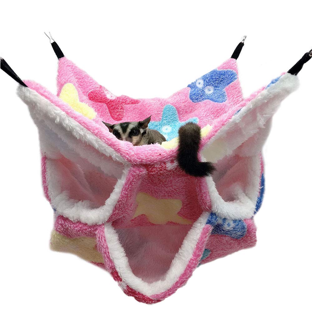 Oncpcare Small Pet Cage Hammock, Triple-Layer Sugar Glider Hammock, Hamster Cage Accessories Bedding Cozy Small Animals Bed for Chinchilla Parrot Sugar Glider Ferrets Rat Hamster Rat Playing Sleeping