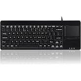 Perixx PERIBOARD-515H Wired USB Keyboard with Touchpad, 2 Hubs, US English Layout, Black