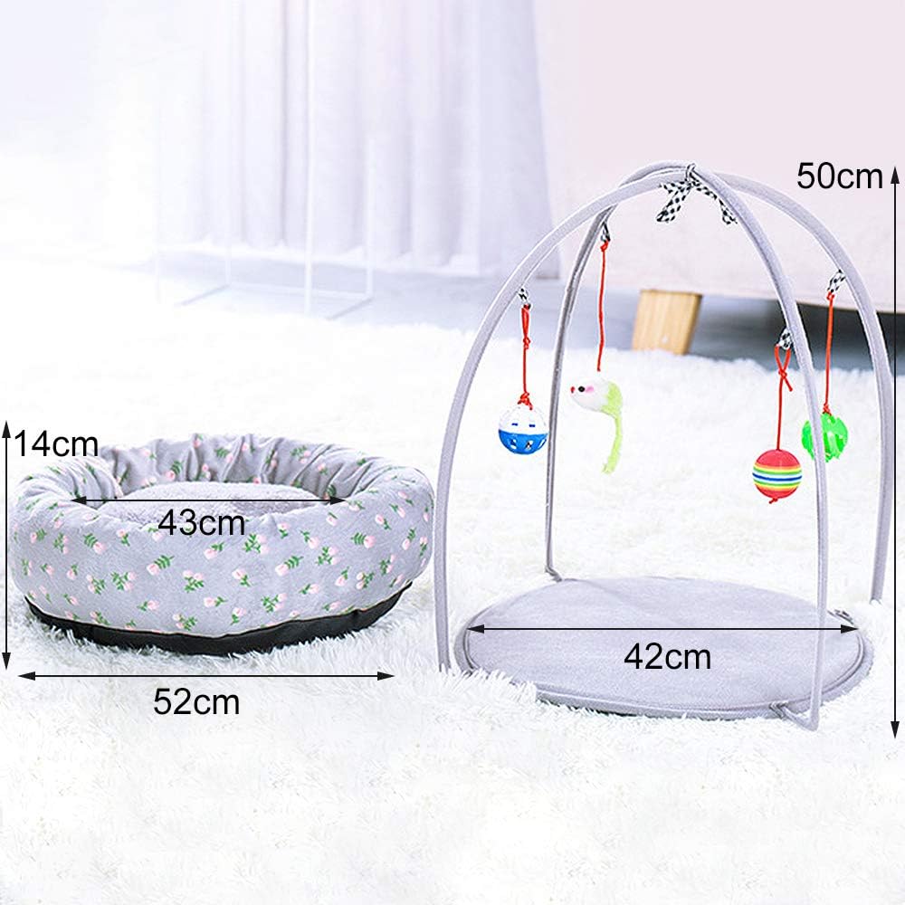 SH Pet Cat Bed Activity Play Mat Pet Padded Bed with Hanging Toy, Helps Cats Get Exercise and Stay Active - Image 3