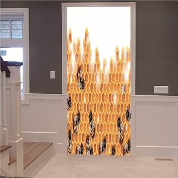 Etiqueta Puerta 3d Mural Colmena Murales De Pared Impermeable