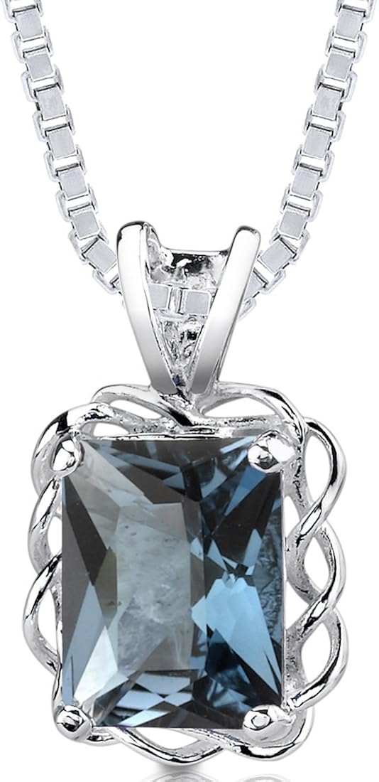Amazon.com: London Blue Topaz Pendant Necklace Sterling Silver Radiant