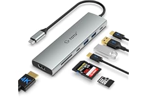 USB C Hub, Docking Station, TOTU 7-in-1 Type C Hub with 4K HDMI Port, 2 USB 3.0 Ports, 1 USB C 3.0 Port, SD/TF Card Reader, 90W PD USB-C Power Delivery, for MacBook and Other Type C Laptops