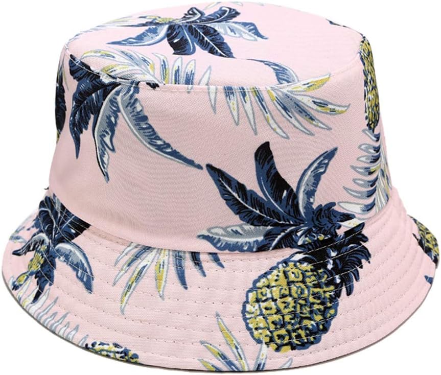 Unique Pineapple Pattern Bucket Hat Unisex Fruit Print Fisherman Cap Summer Packable Reversible Sun Hat