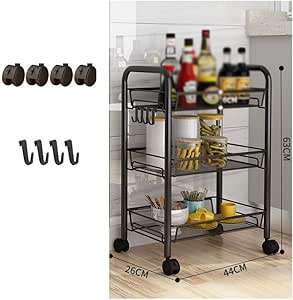 Carrito de cocina de 3 niveles,carro de almacenamiento de cocina con