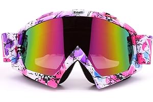 ZDATT Dirt Bike Goggles, ATV Goggles motorcycle goggles, UTV MX OTG Accessories Goggle Glasses & Anti Fog Ski Goggles, Racing Skiing Dirtbike Goggles for Men Women-Camo Pink Frame & Color Lens
