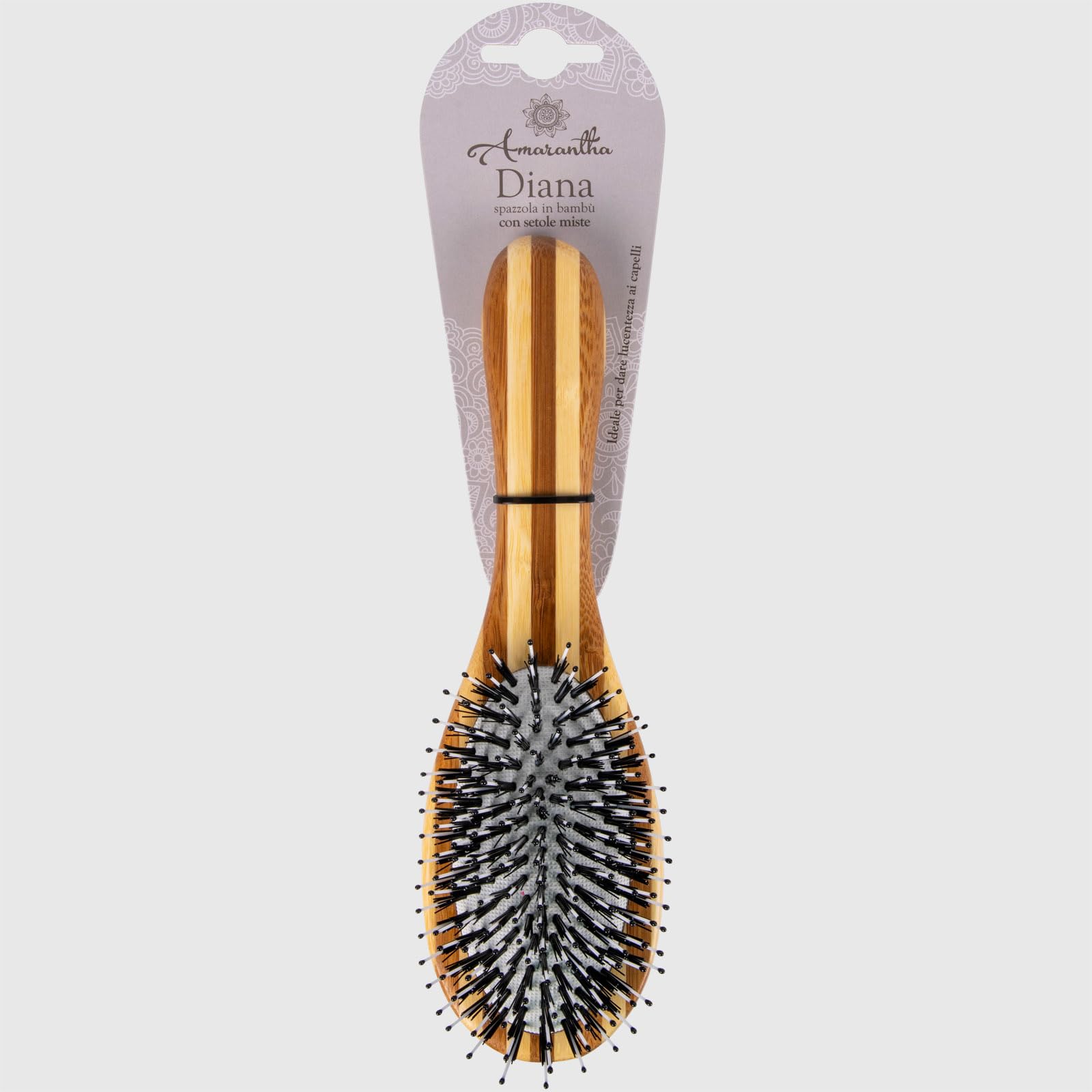 La Briantina Diana Bamboo Hair Brush, Rubber Pad and Mixed Bristles, 22.5 x 6.5 cm