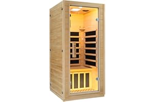 DWKWE Home Far Infrared Sauna Room,1 Person Indoor Wooden Canadian Hemlock Dry Sauna,1400W Personal Sauna Yoga Exercise Valentine's Day Gift Birthday Gift for Family
