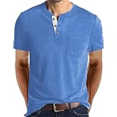FANARCHER Men’s Henley Short Sleeve T-Shirts Casual Tee Shirts Cotton Summer Tops