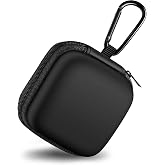 Woyinger Square Earbud Case Portable EVA Storage Bag Cell Phone Accessories Organizer with Carabiner for Wired/Wireless Earphone, Earbud, Earpieces, SD Memory Card, Camera Chips, Tech Pouch, Black