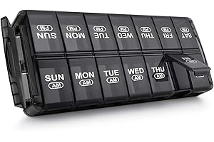 Sukuos Weekly Pill Organizer 7 Day 2 Times a Day, Quick Fill Daily Pill Box (AM PM), Extra Large Pill Cases for Vitamin/Fish Oil/Supplements, Arthritis Friendly, Easy to Clean