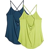 icyzone Workout Tank Tops for Women - Athletic Yoga Tops Open Back Strappy Running Shirts