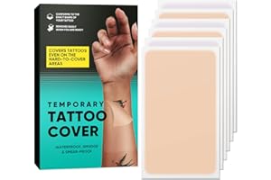 SCOBUTY Tattoo Cover Up Tape, Ultra Thin Patch for Tattoo Scar and Birthmarks, Invisible Waterproof Skin Tone Concealer Sticker, Ultra Thin Patch for Tattoo Scar and Birthmarks,6 Count (Pack of 1)