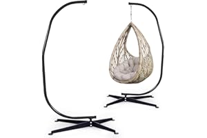 Giantex Hammock Chair Stand Only, Heavy Duty Steel C-Stand for Hanging Chair, 360° Rotation Egg Chair Stand W/Carabiner, 2" Diameter Steel Pipe, 81.5" H Stand for Swing Chair Outdoor Indoor