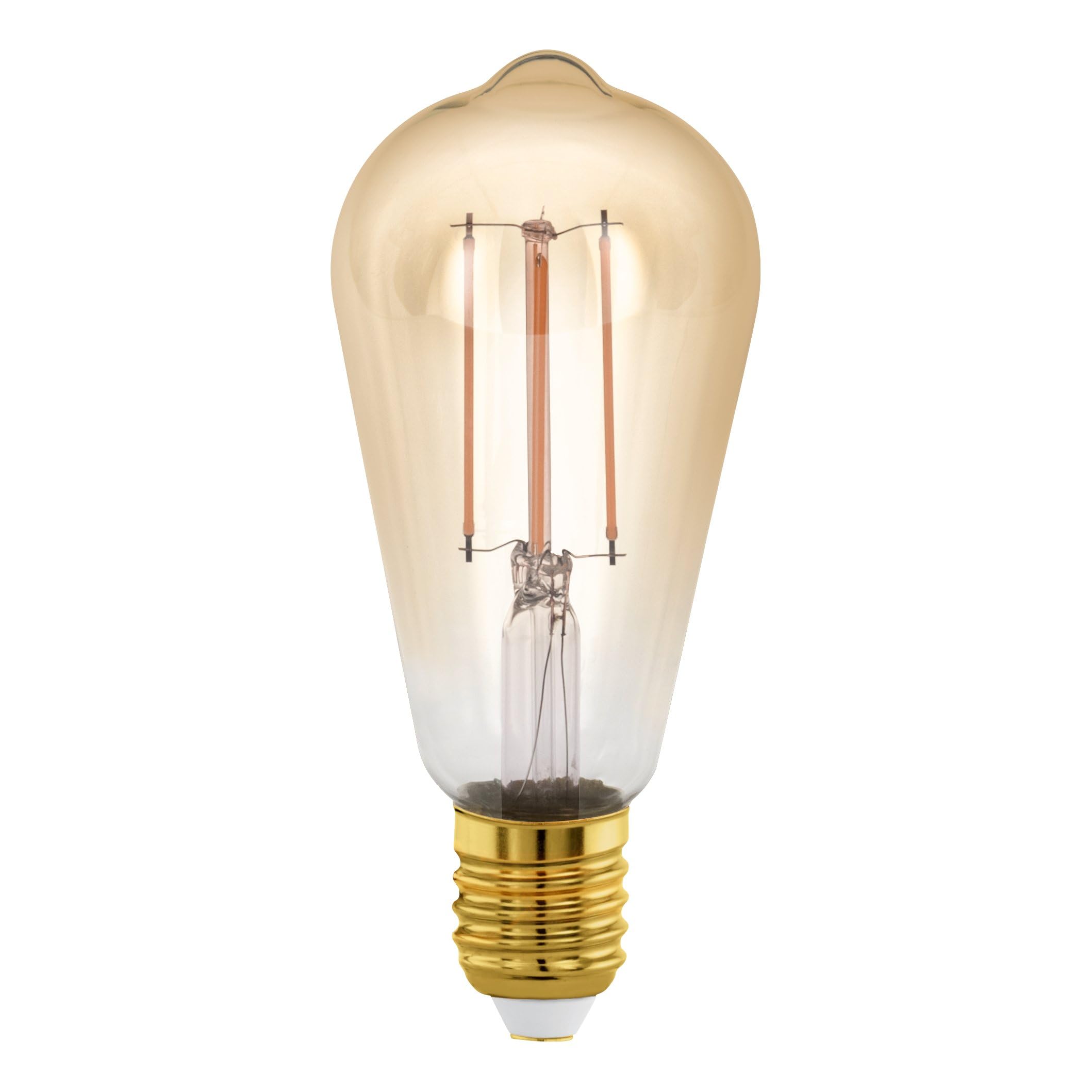 Eglo Dimmable E27 LED bulb, golden vintage filament light bulb, piston-shaped Edison lamp for retro lighting, 4 watt (equivalent to 28 watt), 300 lumen, warm white glow, 1700 Kelvin, ST64, Ø 2.5"