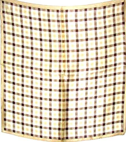 Plaid 100% Charmeuse Silk Scarf Bandana Headband By Silksalon Camel A1079