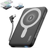2026 Updated M3 Ultra Slim 0.4'' Wireless Power Bank with Built in Cable | 10000mAh Magnetic Portable Charger with Strap, Battery Pack Travel Essentials for iPhone 17/16/15/14/13/12/Pro Max Andriod