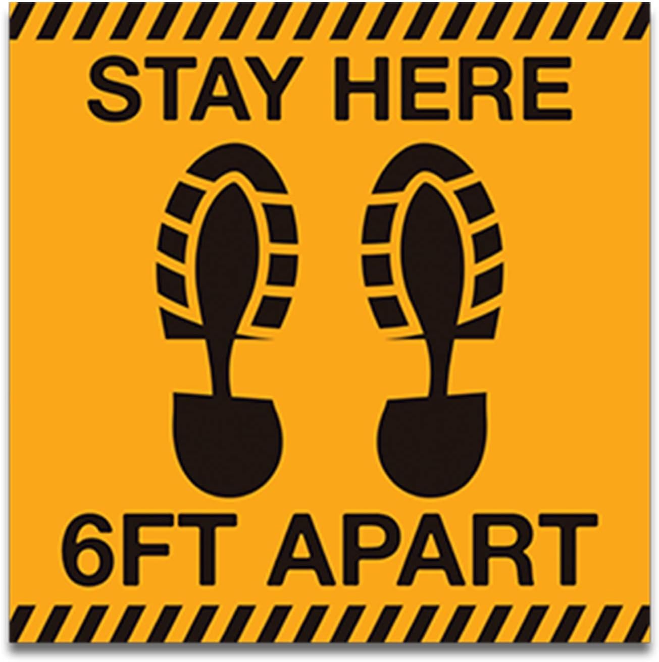 COVID 19 Social Distancing 6ft Apart, Keep a Safe Distance Corona Virus Floor Decals Sign Self Adhesive UV Print Flash Cut for Outdoor and Indoor Heavy Foot Traffic – 12” X 12”