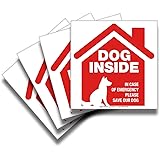 iSYFIX Dog Inside Alert Signs Stickers - 4 Pack 5x5 Inch - Premium Self-Adhesive Vinyl, Laminated for Ultimate UV, Weather, S