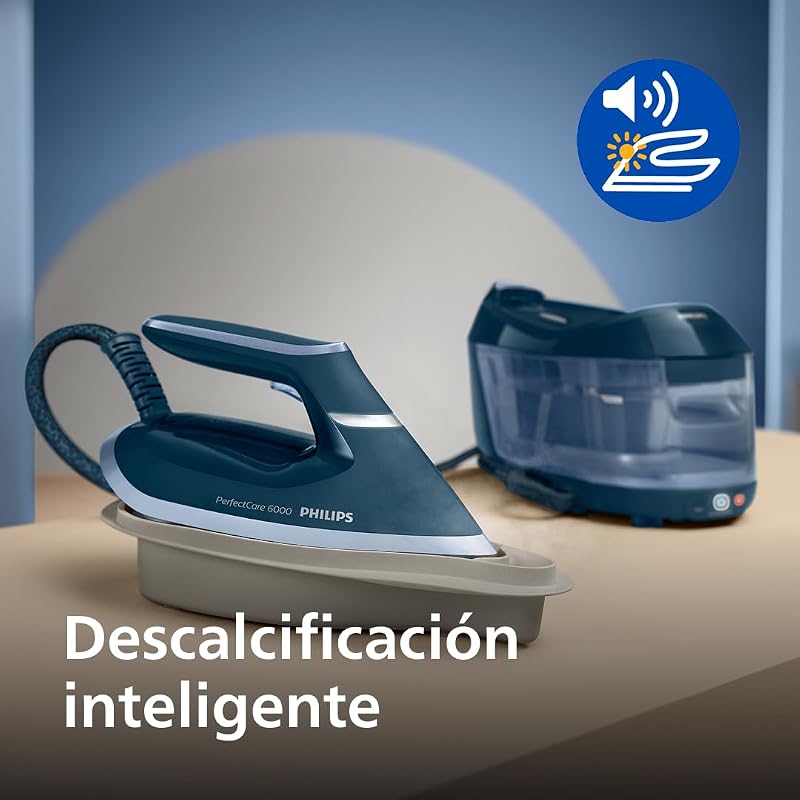 Centro de engomar PerfectCare Series 6000, vapor potente, garantia sem queimaduras, design compacto, depósito de água removível de 1,8L, sola SteamGlide Plus (PSG6023/20)