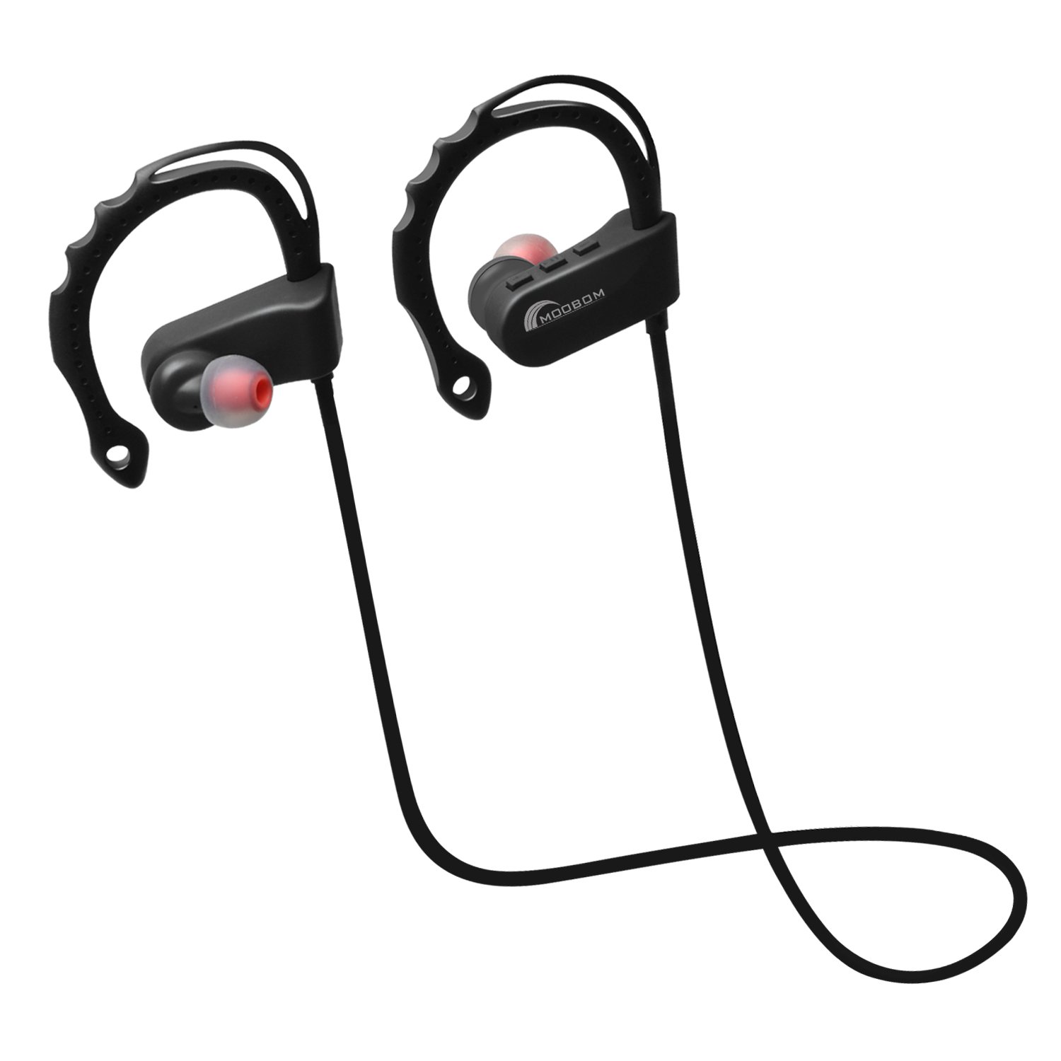 Bluetooth Headphones, Moobom V4.1 Sweatproof Wireless Earphones with APT-X, Secure Ear Hooks, Noise Cancelling with Mic