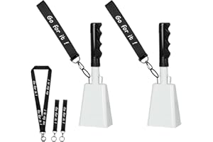MARDILI 10 Inch Cowbells with Handle, Cheering Bell Noice Maker for Sporting Events-Football Games, Stadiums, Chimes Percussion Musical Instruments Call Bell Alarm 2 Pack (White)