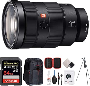 Amazon Com Sony Fe 24 70mm F2 8 Gm Full Frame E Mount Lens Sel2470gm W 64gb Accessories Bundle Includes 64gb Sdxc Memory Card Photo Camera Sling Backpack 60 Video Tripod And All In One Cleaning Kit Electronics