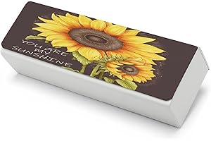 FodPand You Are My Sunshine Sunflower Glasses Cases Hard Shell Eyeglasses Case with Cleaning Cloth Magnetic Closure Leather S