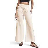 Urban CoCo Women's Elastic Waist Linen Palazzo Trousers