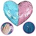 Tomus-UNI Mermaid Sequin Pillow with Insert, 13''×15'' Heart Magic Reversible Sequins Cushion for Home Décor(Pink/Blue)