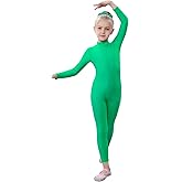 YgneeDom Kids Girls One Piece Spandex Unitards, Long Sleeve Turtleneck Unitard, Full Body Catsuit, Dance Leotard Costumes