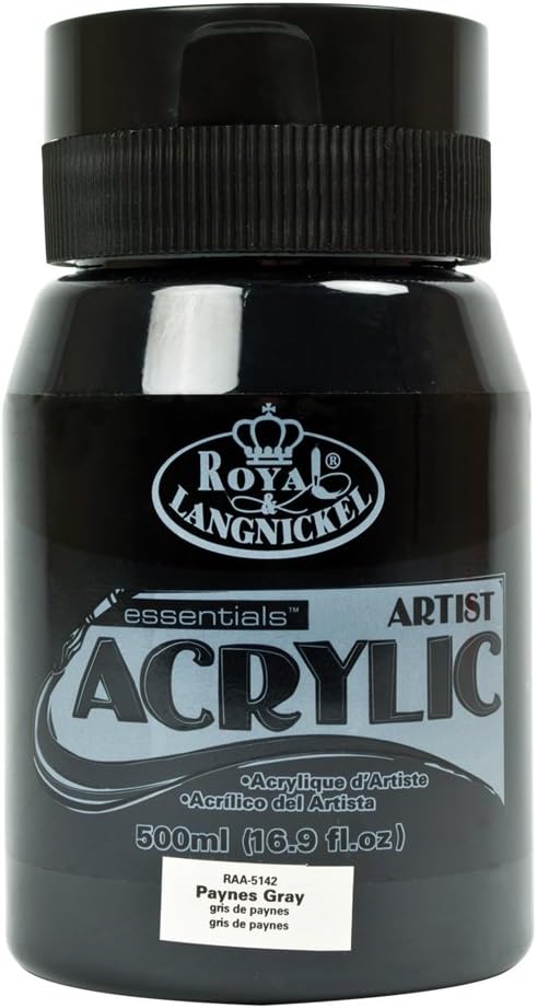 Royal & Langnickel RAA-5142 Essentials 500ml Acrylic Paint - Paynes Grey, 500 ml (Pack of 1)