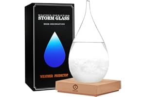 GM GMISS Storm Glass Weather Forecast,Christmas Gifts Storm Global Weather Station On Wooden Base, Creative Fashion Drop-Shaped Decoration for Home and Office, Christmas Gift for Family and Friends (Glass-XXL)