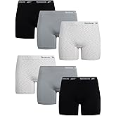 Reebok Boyshort Underwear for Women - 6 Pack Seamless Boy Shorts Panties for Women (Sizes: S-XL, Extended Plus Size: 1X-3X)