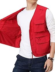 Flygo Men's Utility Cargo Vest Outdoor Summer Work