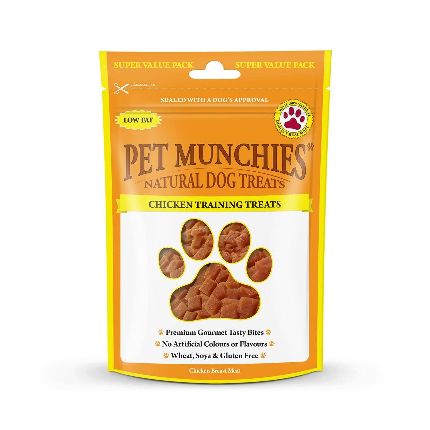 Pet Munchies Chicken Dog Training Treats, Grain Free Tasty Bites with Natural Real Meat, Low in Fat 150g