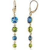 Galaxy Gold GG 14k Yellow Gold Chandelier Earrings with Blue Topaz and Peridot