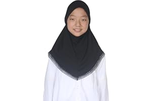 Modest Beauty Muslim Hijabs for Girls Kids Hijab Scarves with Lace for Age 6-12