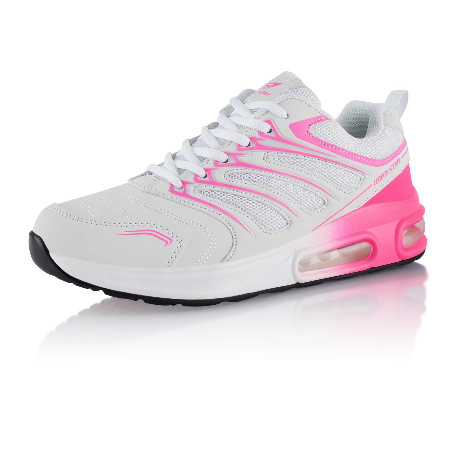 Fusskleidung® Damen Herren Sportschuhe Dämpfung Sneaker leichte Laufschuhe Weiss Pink Pink EU 36