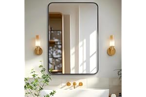 ZIBBIZO Bathroom Mirror, Vanity Mirrors for Over Sink Wall, 24x36 Inch Large with Rounded Rectangle Metal Frame, Modern Decorative for Restroom, Farmhouse, Horizontally or Vertically Hanging