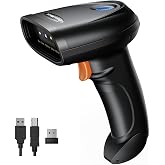 PecuMecu Bluetooth 2D Barcode Scanner, 3-in-1 Bluetooth &amp; USB Wired &amp; 2.4G Wireless QR Barcode Reader, PDF417 Data Matrix Handheld Bar Code Scanner Work with Windows, Android, iOS (TM-10B)