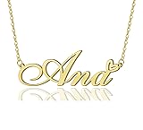 AOLO Ana Heart Name Necklace 18k Gold Plated