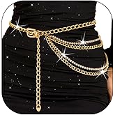 Aiosy Chain Belt for Women Rhinestone Waist Belt Layer Metal Belt Chunky Chain Belts for Jeans Dresses