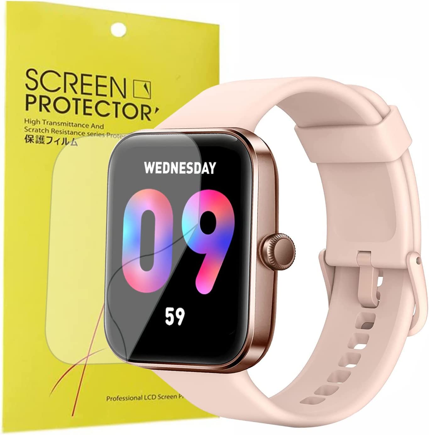 Compatible for Tensky Smartwatch Screen Protector, onetuo [6 Pack] Full Coverage TPU Clear Film Compatible for Tensky TK02 Smartwatch 1.69 inch (6 pack)