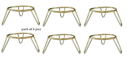 The Himalaya Craft Round Iron Matka/Planter Pot Stand for Home-Set of 6(Golden)
