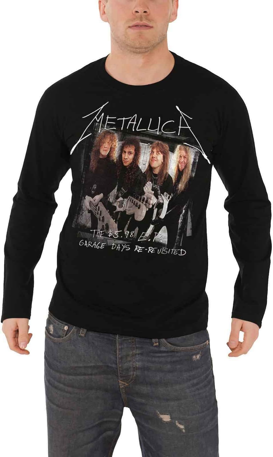 Metallica T Shirt Garage Cover Band Logo Official Mens Long Sleeve Black